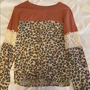 Jolt Long Sleeved Cheetah Print Blouse